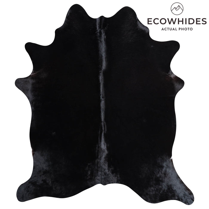Brazilian Solid Black Cowhide Rug Size 6'7" L x 5'9" W 8688