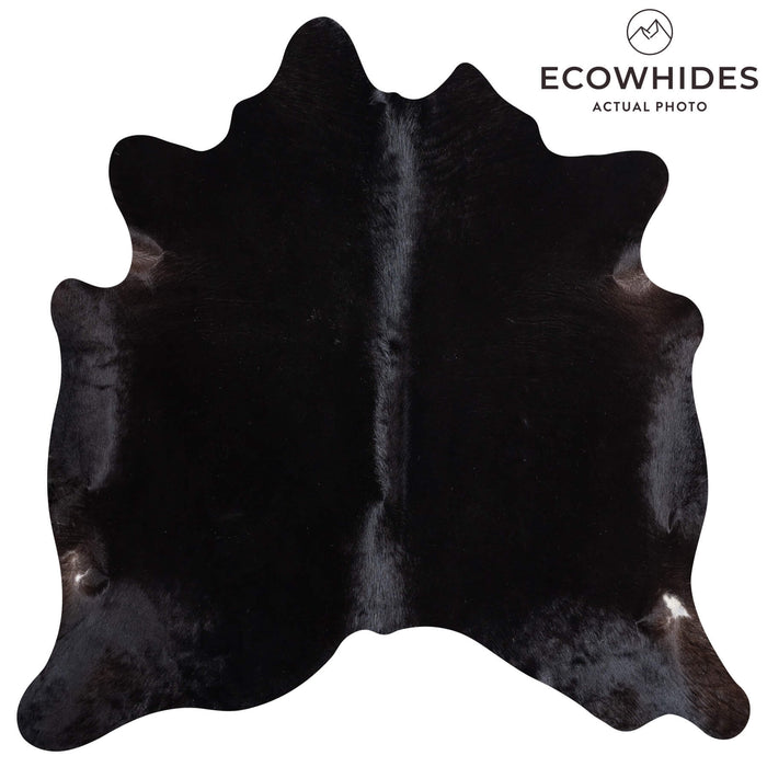 Brazilian Solid Black Cowhide Rug Size 6'2" L x 6'6" W 8689