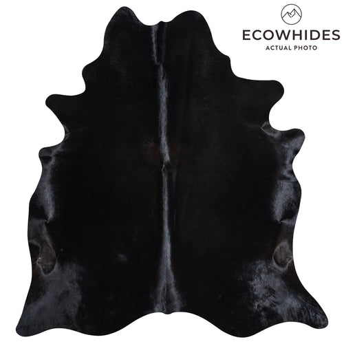 Brazilian Solid Black Cowhide Rug Size 6'8" L x 6'2" W 8690