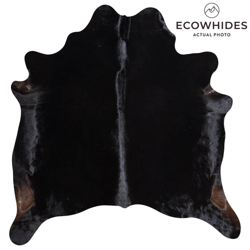 Brazilian Solid Black Cowhide Rug Size 5'11" L x 5'8" W 8691