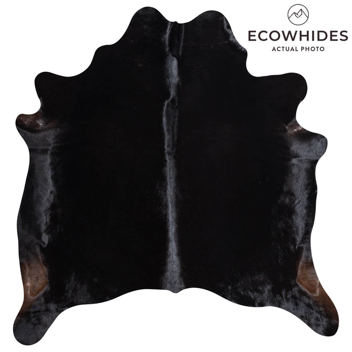Brazilian Solid Black Cowhide Rug Size 5'11" L x 5'8" W 8691