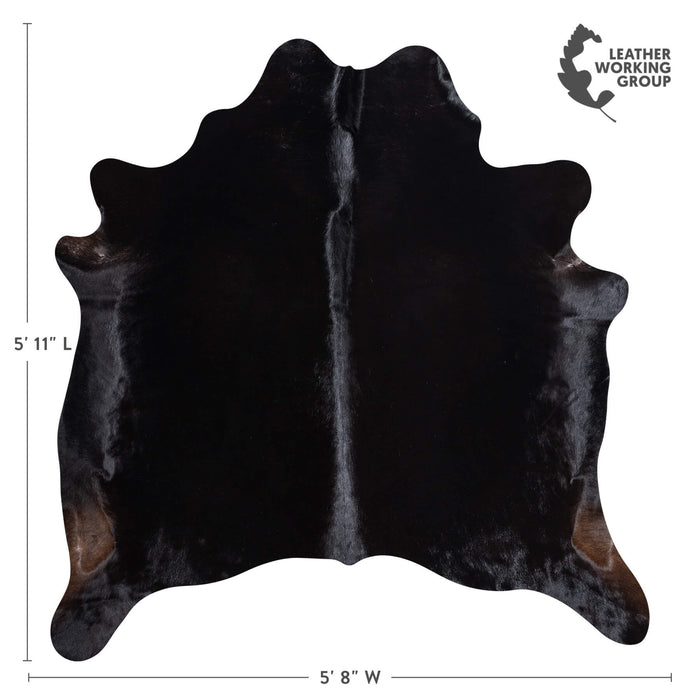 Brazilian Solid Black Cowhide Rug Size 5'11" L x 5'8" W 8691