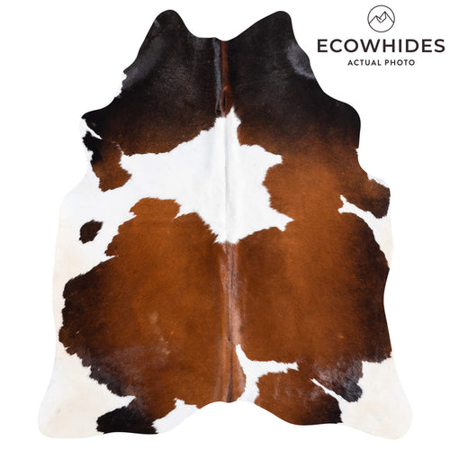 Brazilian Chocolate and White Cowhide Rug Size 6'7" L x 5'8" W 8706