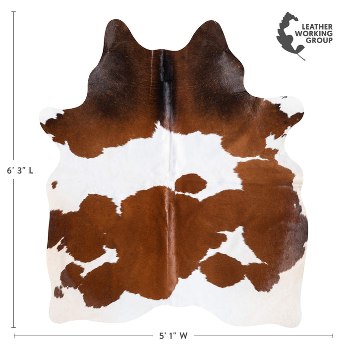 Brazilian Chocolate and White Cowhide Rug Size 6'3" L x 5'1" W 8707