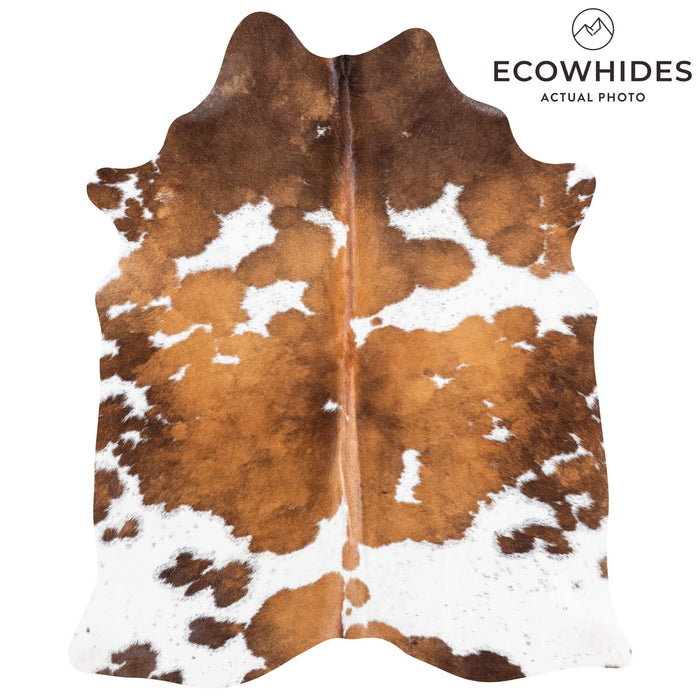 Brazilian Chocolate and White Cowhide Rug Size 6'2" L x 5'2" W 8708