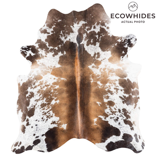 Brazilian Chocolate and White Cowhide Rug Size 6'7" L x 5'10" W 8712