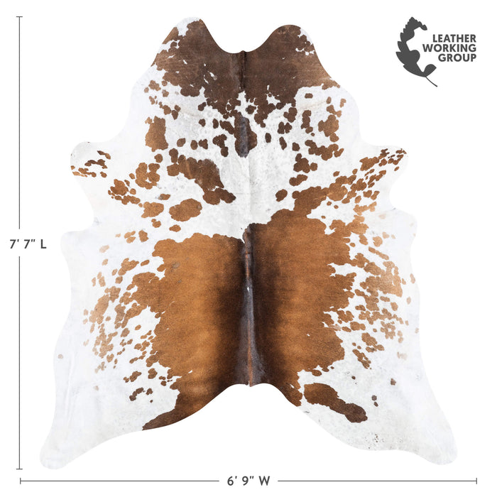 Brazilian Chocolate and White Cowhide Rug Size 7'7" L x 6'9" W 8714