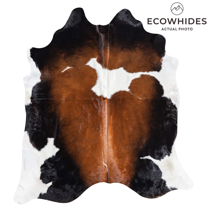 Brazilian Chocolate and White Cowhide Rug Size 7'2" L x 6'7" W 8717