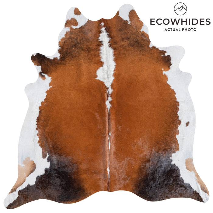 Brazilian Chocolate and White Cowhide Rug Size 7'1" L x 7'0" W 8720