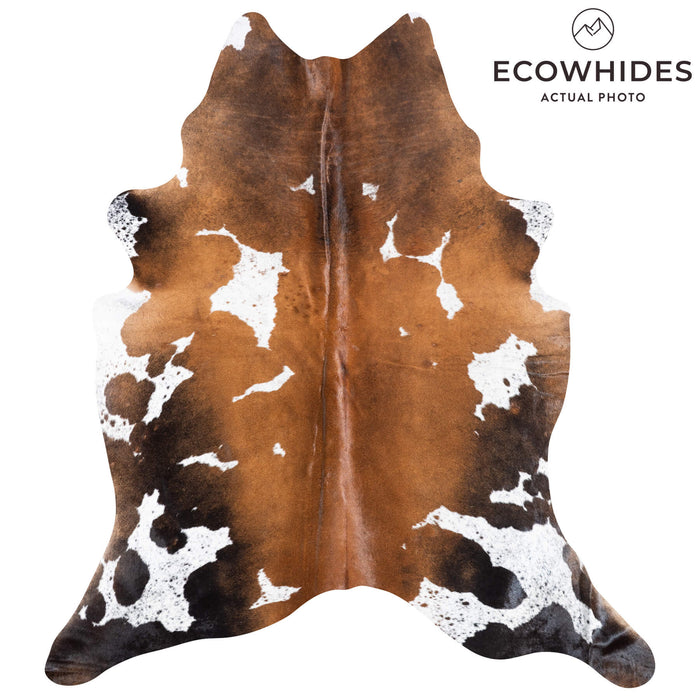 Brazilian Chocolate and White Cowhide Rug Size 7'10" L x 6'7" W 8722