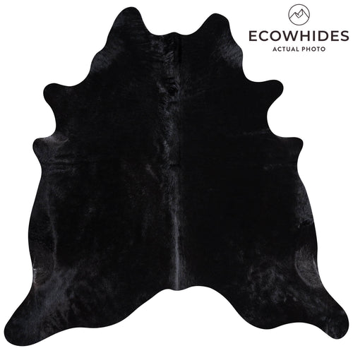 Brazilian Solid Black Cowhide Rug Size 6'11" L x 7'1" W 8725