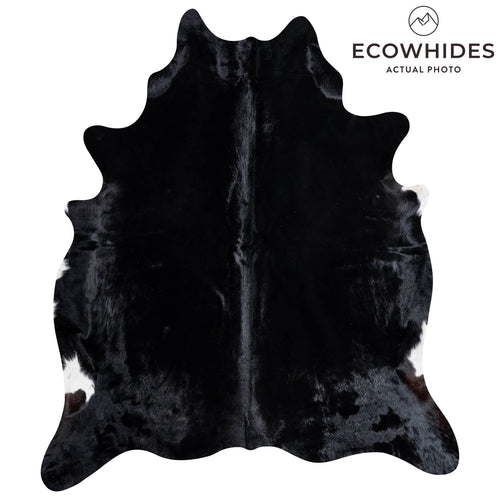 Brazilian Solid Black Cowhide Rug Size 7'3" L x 6'4" W 8726