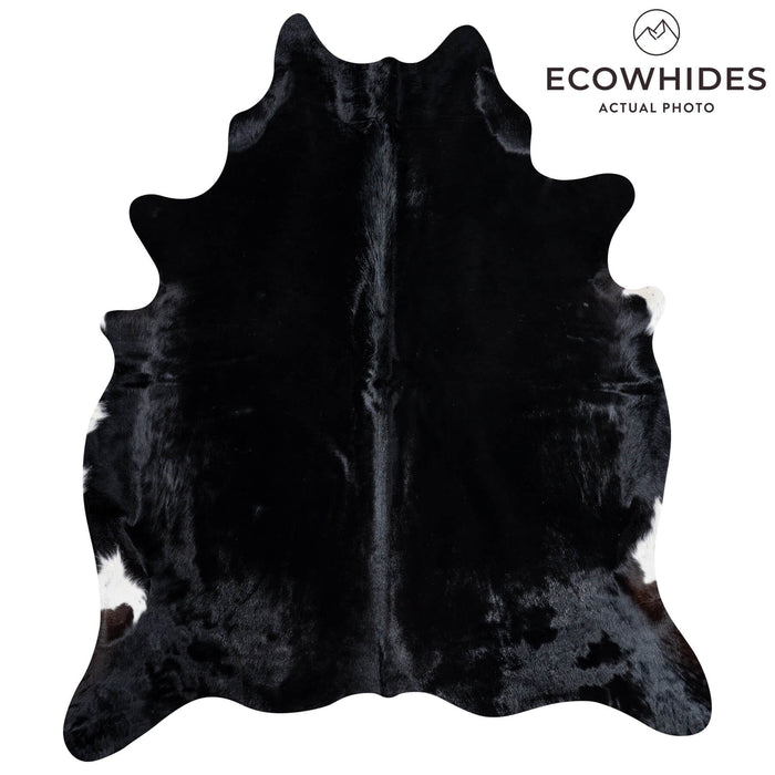 Brazilian Solid Black Cowhide Rug Size 7'3" L x 6'4" W 8726