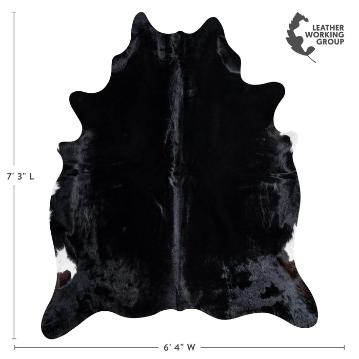 Brazilian Solid Black Cowhide Rug Size 7'3" L x 6'4" W 8726
