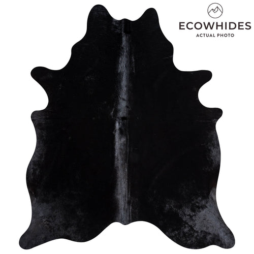 Brazilian Solid Black Cowhide Rug Size 7'4" L x 6'4" W 8727