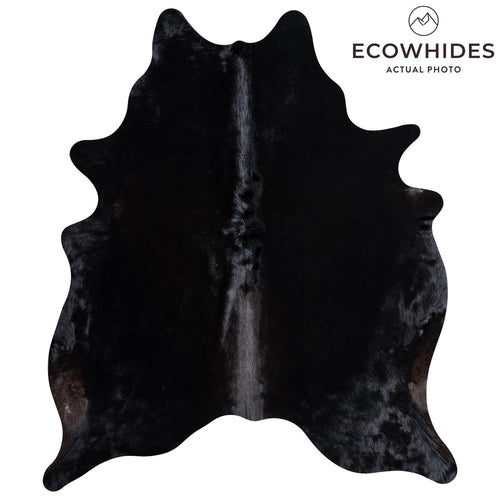 Brazilian Solid Black Cowhide Rug Size 7'6" L x 6'4" W 8728