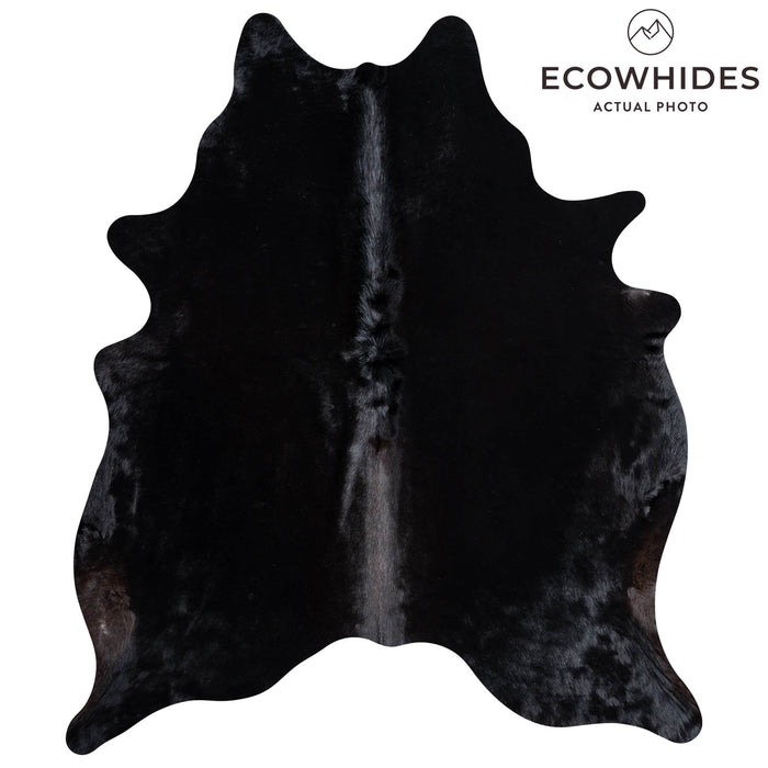 Brazilian Solid Black Cowhide Rug Size 7'6" L x 6'4" W 8728