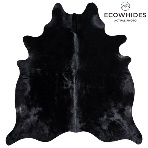 Brazilian Solid Black Cowhide Rug Size 7'4" L x 6'10" W 8729