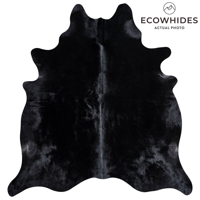 Brazilian Solid Black Cowhide Rug Size 7'4" L x 6'10" W 8729
