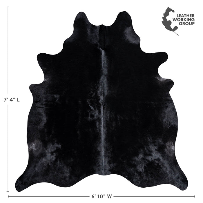 Brazilian Solid Black Cowhide Rug Size 7'4" L x 6'10" W 8729