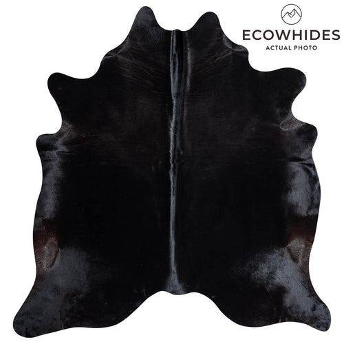 Brazilian Solid Black Cowhide Rug Size 7'1" L x 6'8" W 8730