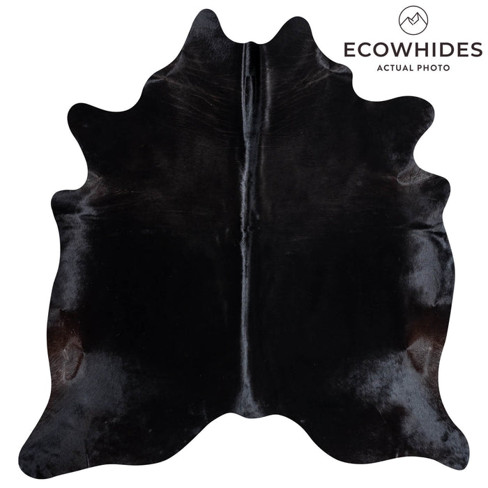 Brazilian Solid Black Cowhide Rug Size 7'1" L x 6'8" W 8730