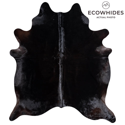 Brazilian Solid Black Cowhide Rug Size 7'7" L x 6'8" W 8731