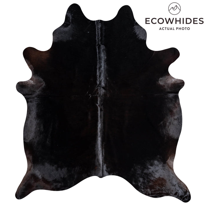 Brazilian Solid Black Cowhide Rug Size 7'7" L x 6'8" W 8731