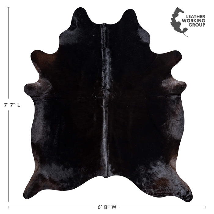Brazilian Solid Black Cowhide Rug Size 7'7" L x 6'8" W 8731