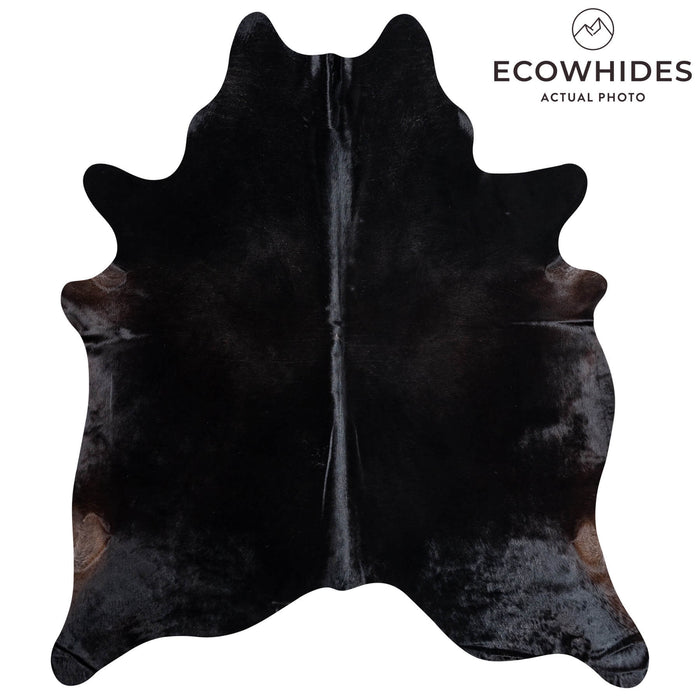 Brazilian Solid Black Cowhide Rug Size 7'7" L x 6'9" W 8732