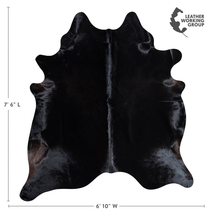 Brazilian Solid Black Cowhide Rug Size 7'6" L x 6'10" W 8733