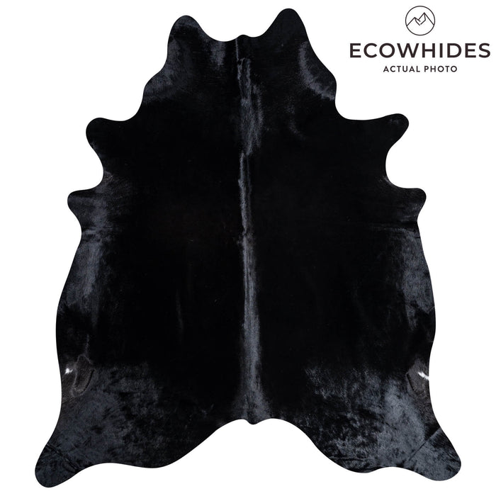 Brazilian Solid Black Cowhide Rug Size 8'0" L x 7'1" W 8734