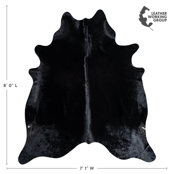 Brazilian Solid Black Cowhide Rug Size 8'0" L x 7'1" W 8734