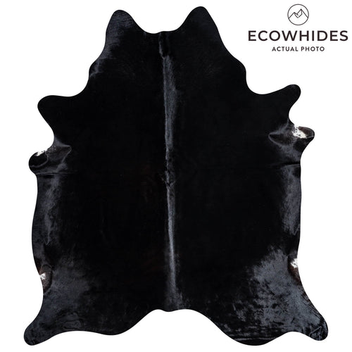 Brazilian Solid Black Cowhide Rug Size 7'11" L x 7'1" W 8735