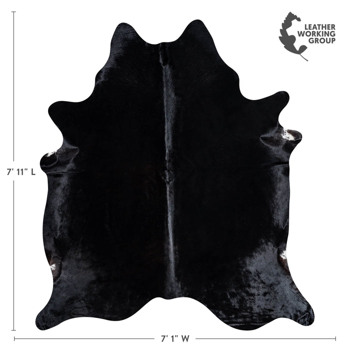 Brazilian Solid Black Cowhide Rug Size 7'11" L x 7'1" W 8735