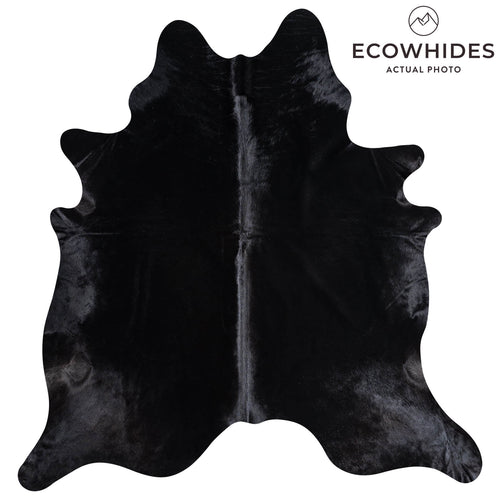 Brazilian Solid Black Cowhide Rug Size 7'7" L x 7'4" W 8736