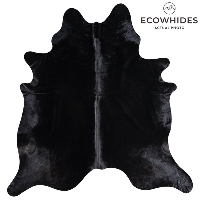 Brazilian Solid Black Cowhide Rug Size 7'7" L x 7'4" W 8736