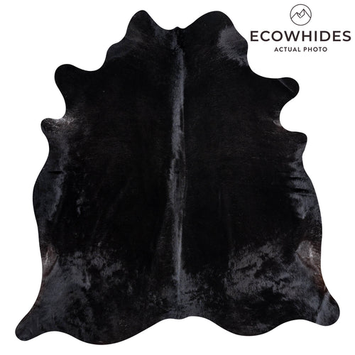 Brazilian Solid Black Cowhide Rug Size 7'7" L x 7'2" W 8738