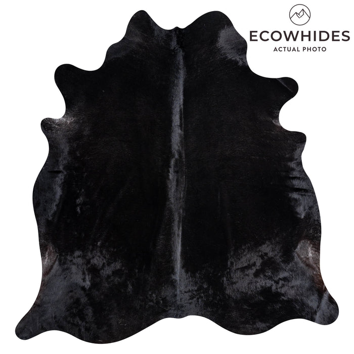 Brazilian Solid Black Cowhide Rug Size 7'7" L x 7'2" W 8738
