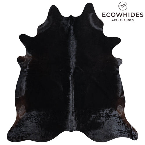 Brazilian Solid Black Cowhide Rug Size 7'9" L x 7'1" W 8739