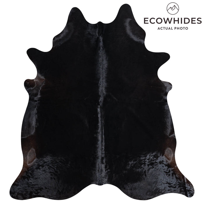 Brazilian Solid Black Cowhide Rug Size 7'9" L x 7'1" W 8739
