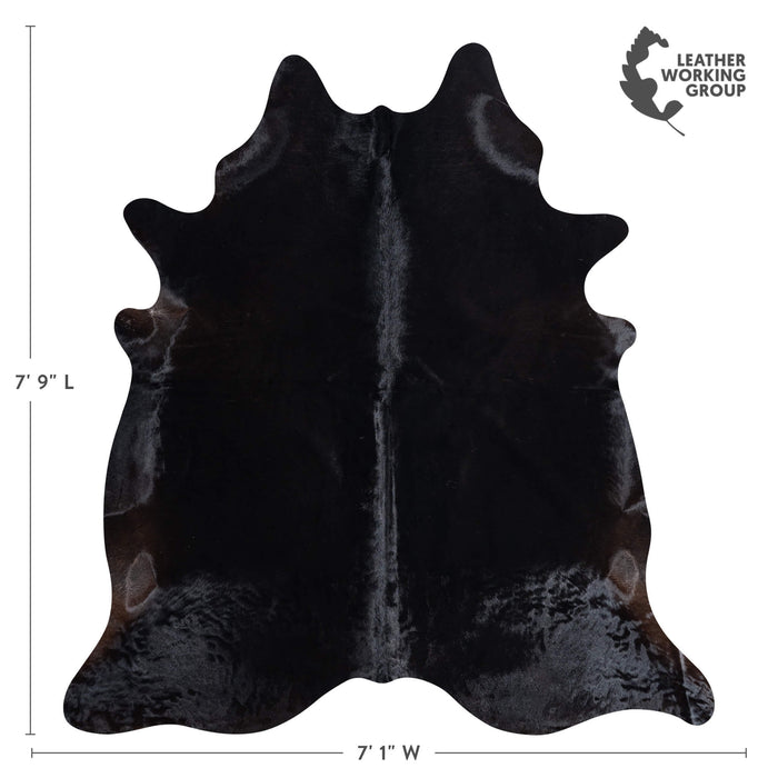 Brazilian Solid Black Cowhide Rug Size 7'9" L x 7'1" W 8739