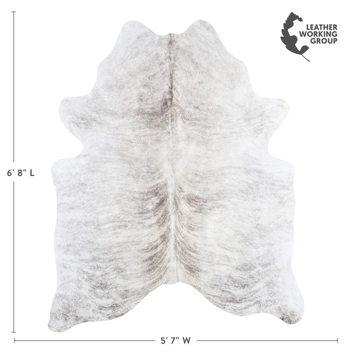 Brazilian Light Grey Brindle Cowhide Rug Size 6'8" L x 5'7" W 8763