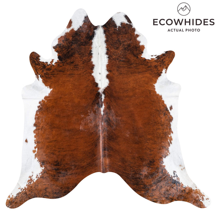 Brazilian Brindle White Belly and Backbone Cowhide Rug Size 7'2" L x 7'4" W 8771