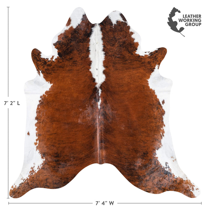 Brazilian Brindle White Belly and Backbone Cowhide Rug Size 7'2" L x 7'4" W 8771