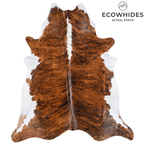 Brazilian Brindle White Belly and Backbone Cowhide Rug Size 8'0" L x 6'9" W 8772