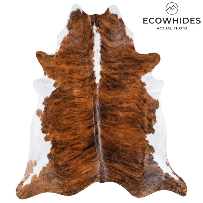 Brazilian Brindle White Belly and Backbone Cowhide Rug Size 8'0" L x 6'9" W 8772