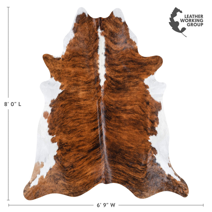 Brazilian Brindle White Belly and Backbone Cowhide Rug Size 8'0" L x 6'9" W 8772