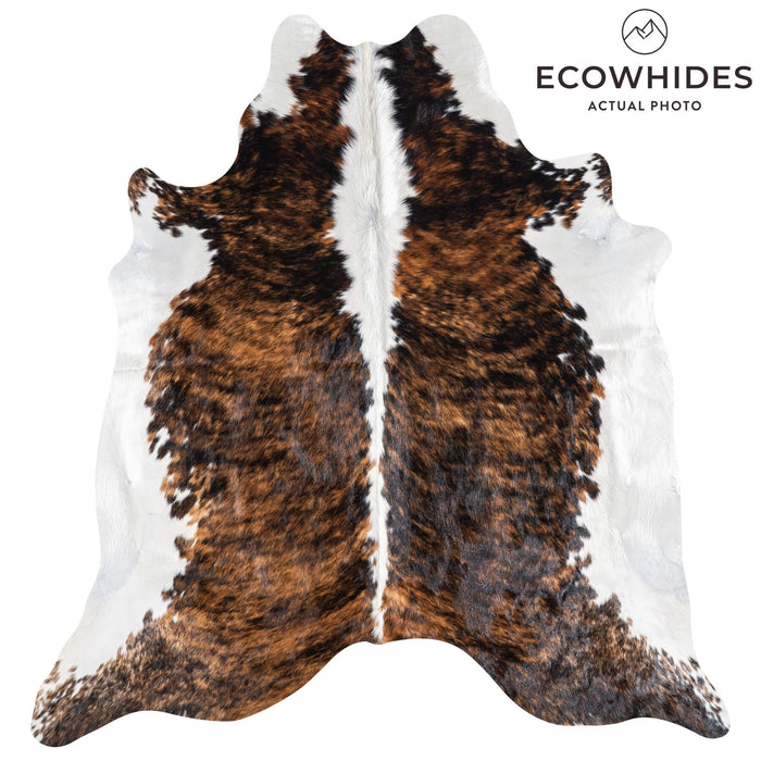 Brazilian Brindle White Belly and Backbone Cowhide Rug Size 7'1" L x 6'9" W 8773