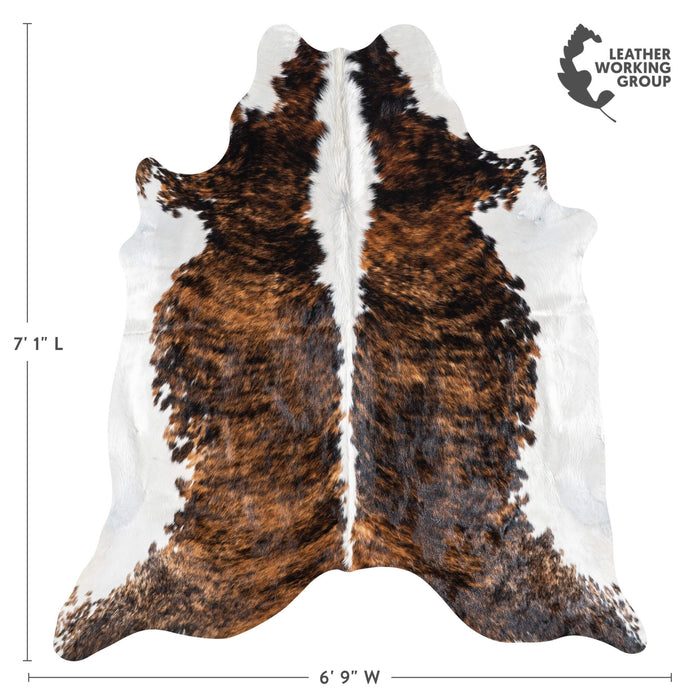 Brazilian Brindle White Belly and Backbone Cowhide Rug Size 7'1" L x 6'9" W 8773